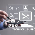 Man using smartphone. Technical support. Customer service